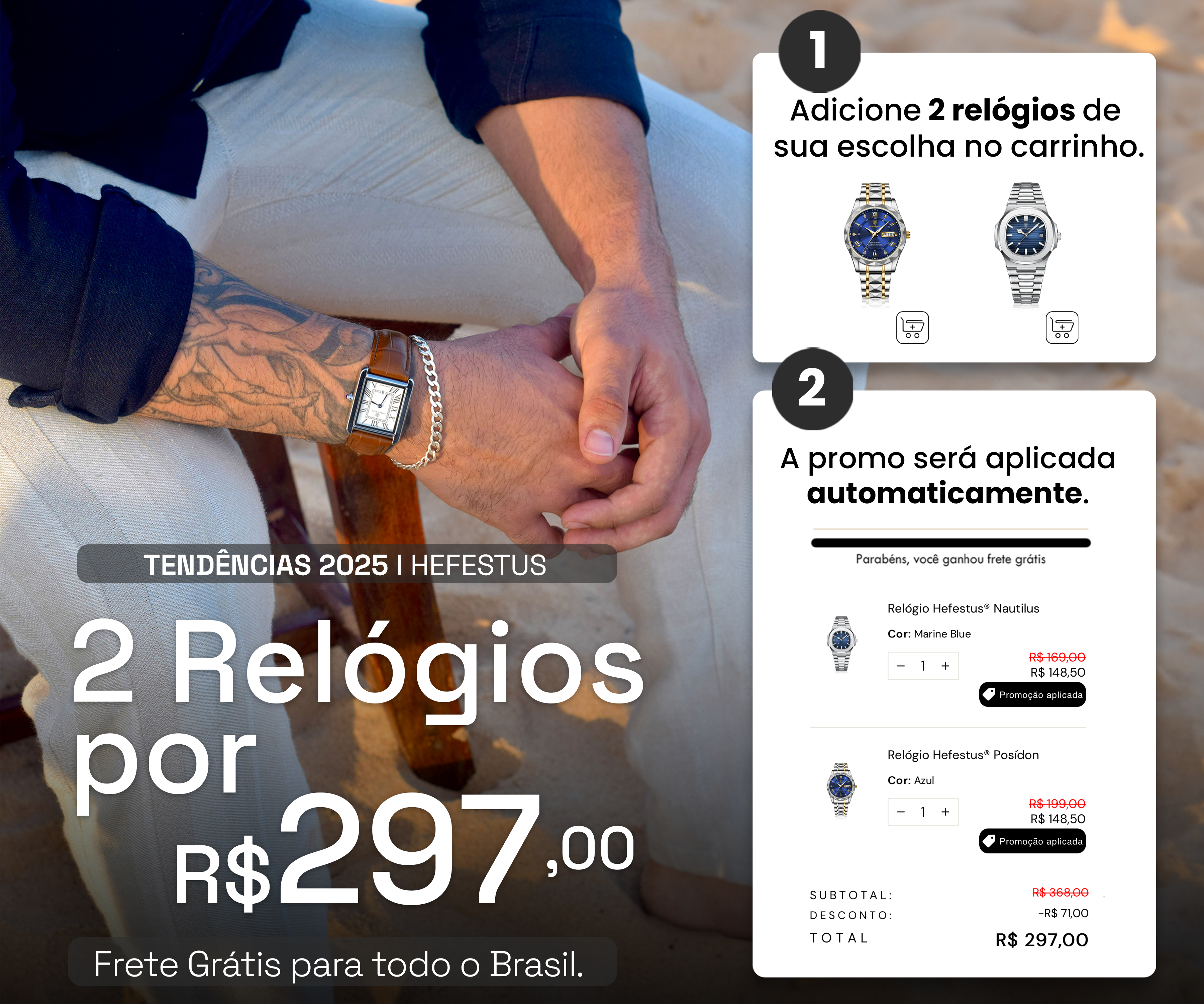 2 Relógios por R$297